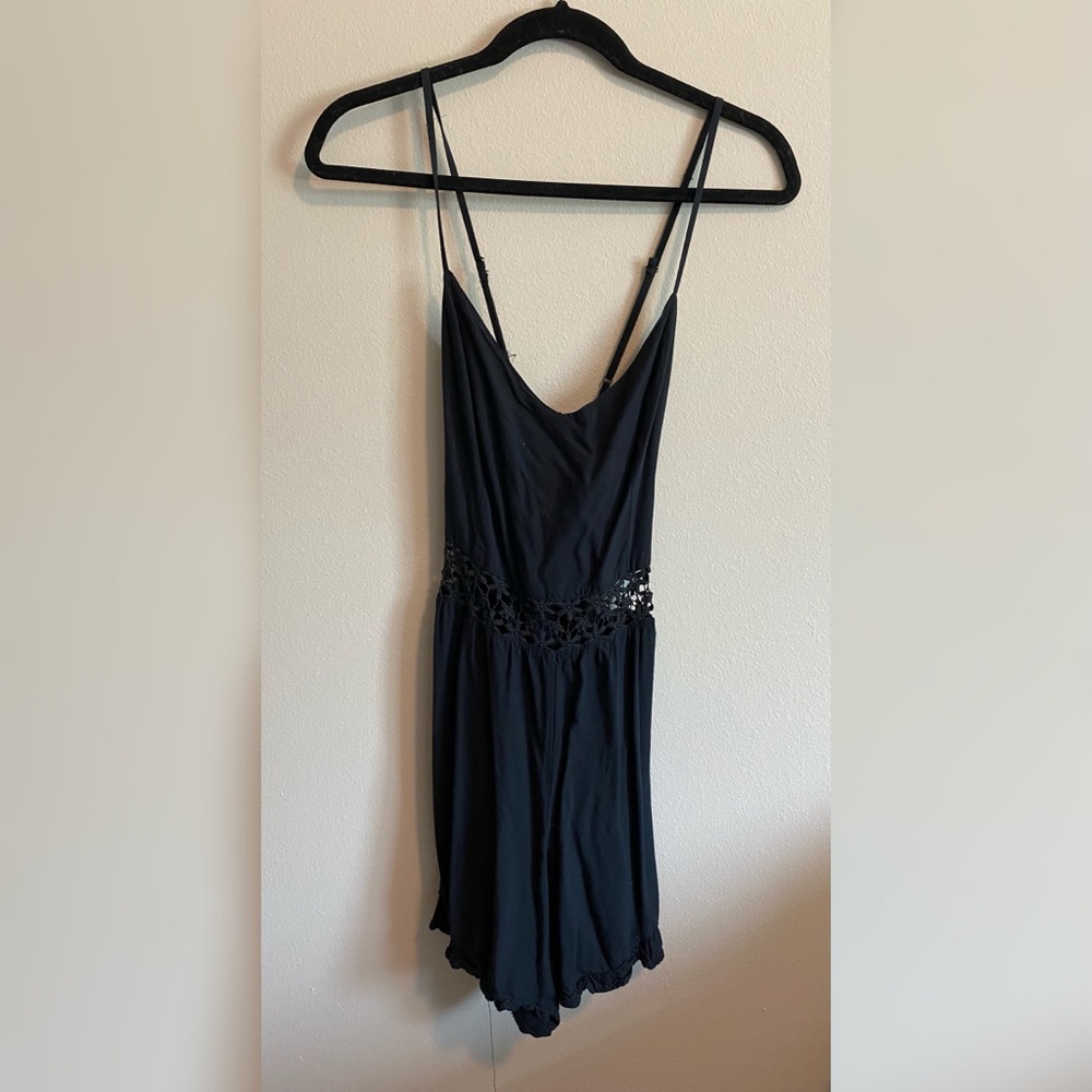 Black romper with lace middle